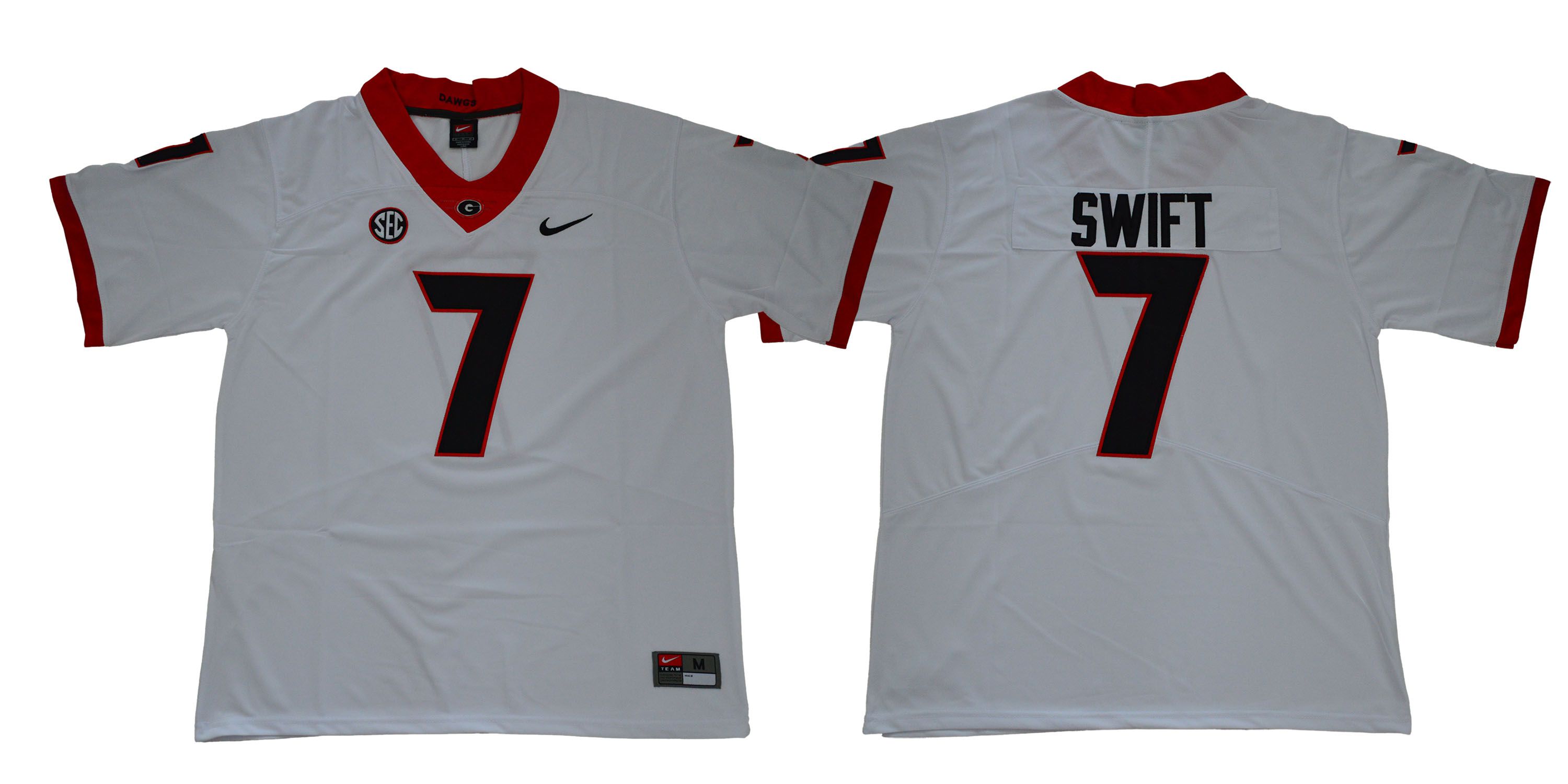 Men Georgia Bulldogs #7 Swift Legend White NCAA Jerseys->ncaa teams->NCAA Jersey